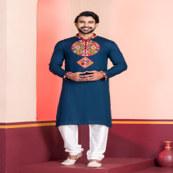 Navratri Special Men’s Embroidered Rayon Kurta Pajama Set